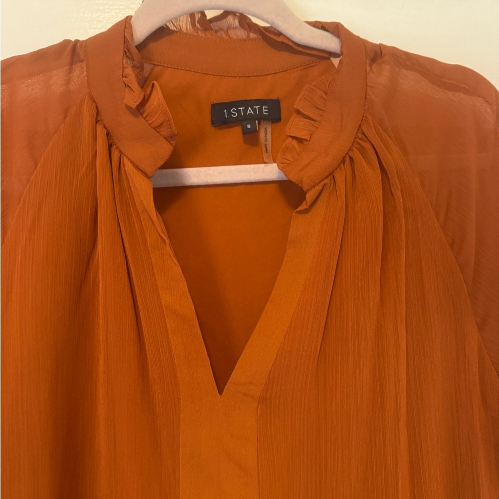 STATE Rustic Orange Ruffled Blouse - Picture 2 of 5